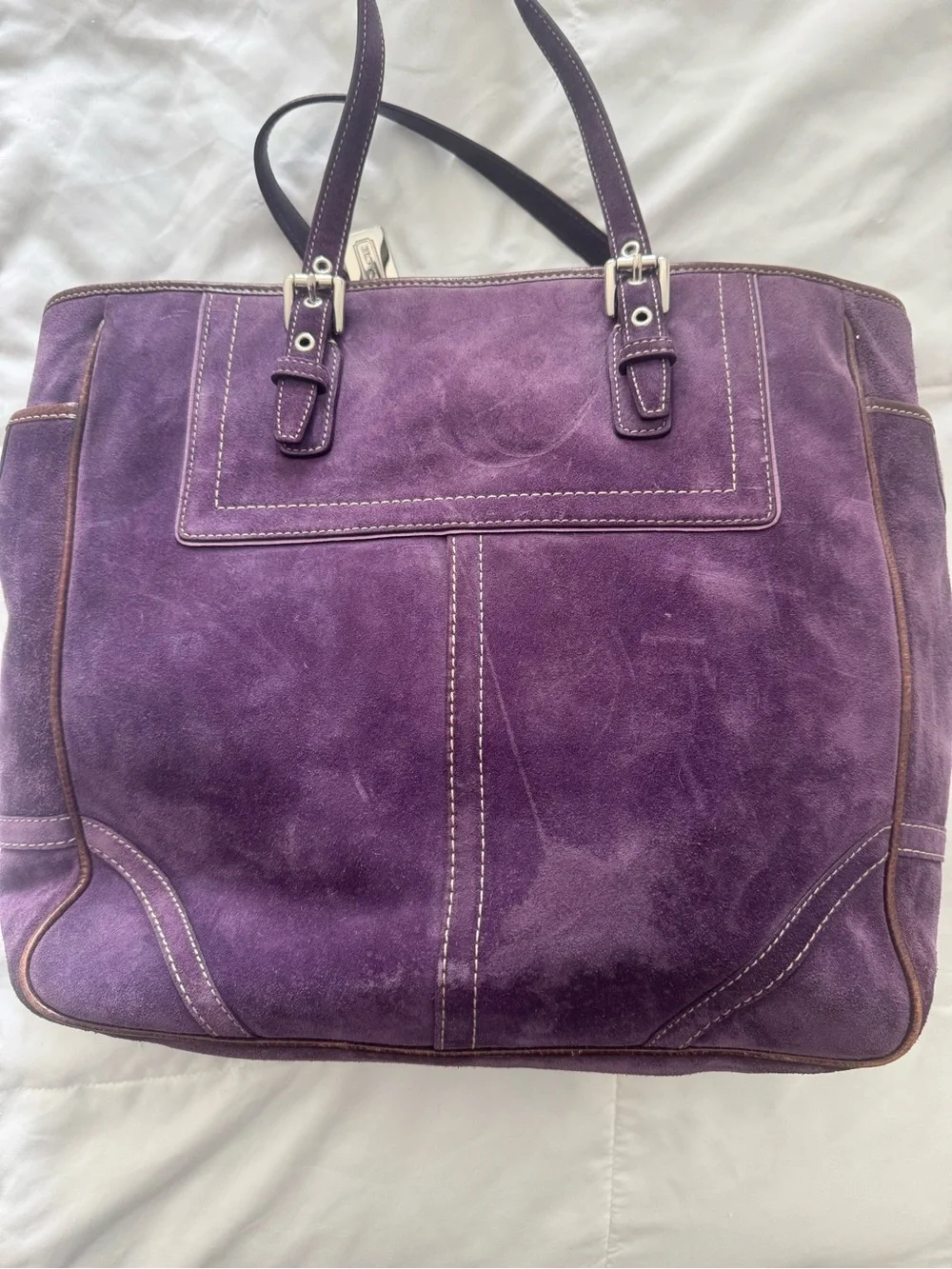 Vintage Y2K Hampton Coach Deep Purple Suede Tote Bag - Perfect Condition